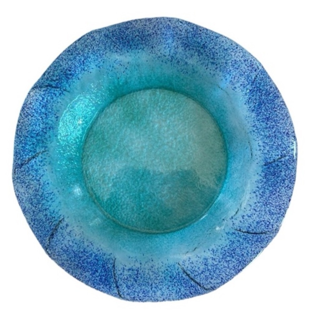 Translucent Scalloped Edge Blue and Green Plate 10.5 inches - Picture 5 of 5